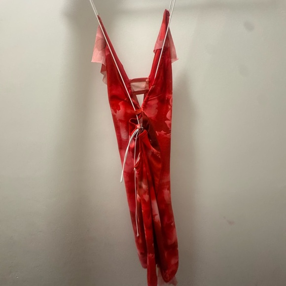 Red Ruffled Mini Dress - Picture 5 of 6